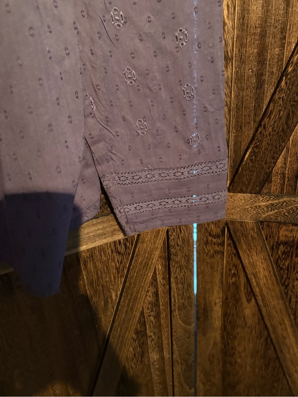 Universal Thread Dusty Blue (slightly purpleish) Eyelet Peasant Blouse - Picture 6 of 6